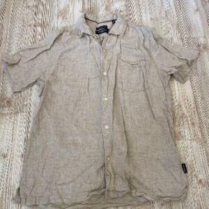 Kenneth Cole New York Men’s button up linen beige shirt size medium